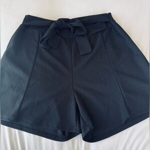 Charlotte Russe Black High-Waist Tie-Front Shorts